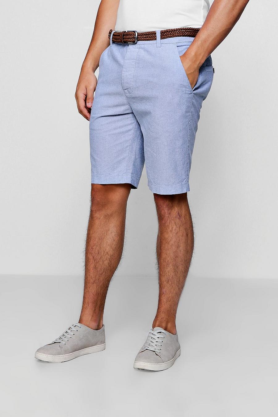 Pantalones cortos de oxford de algodón con cinturón tejido image number 1