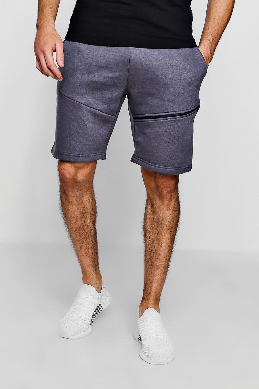 Dark grey Side Zip Jersey Shorts image number 1
