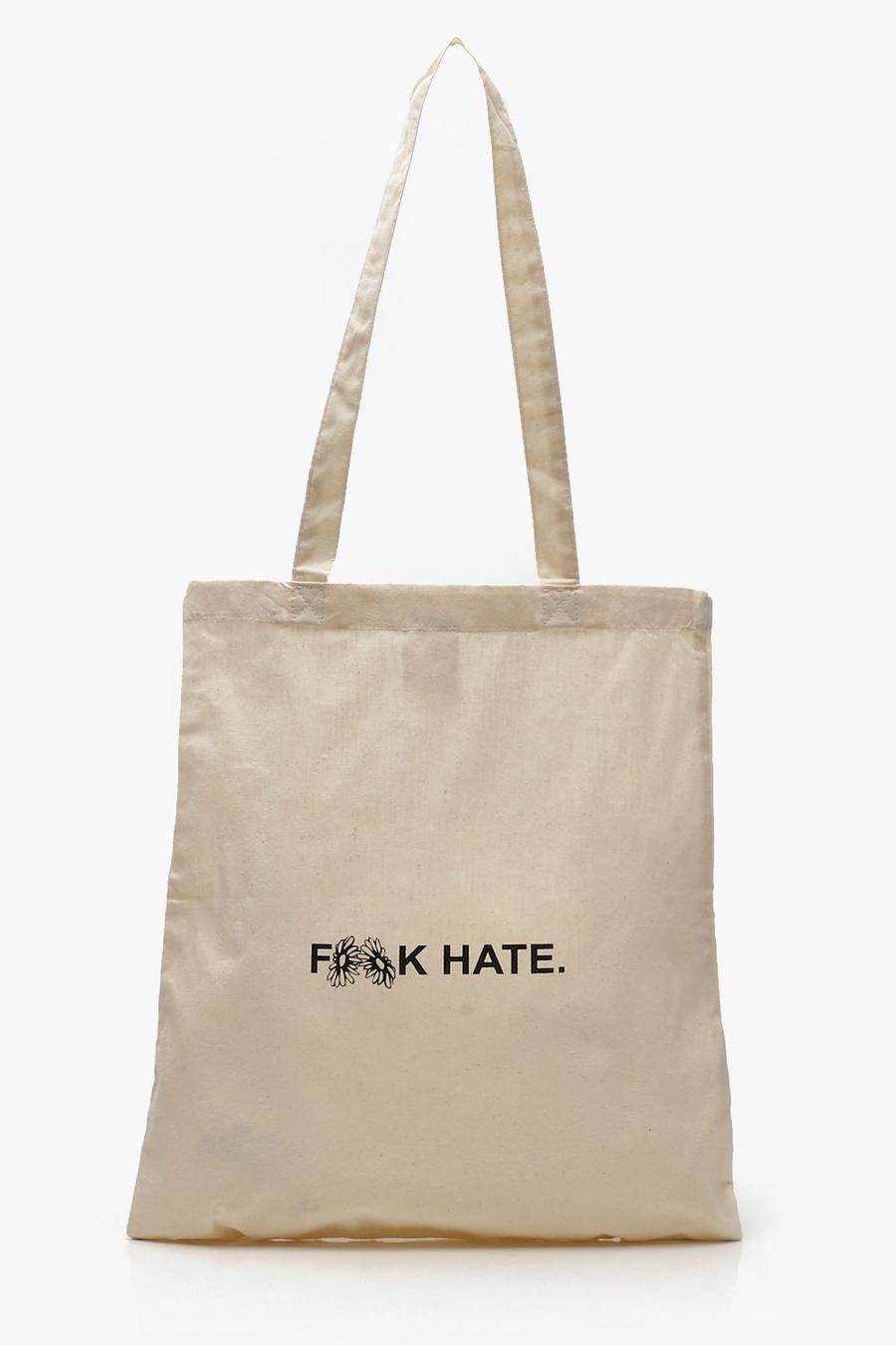 Borsa tote con stampa ""F**K Hate"" image number 1
