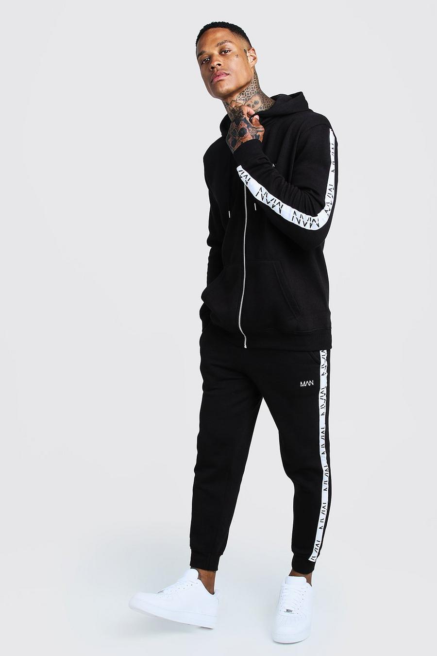 Black Original MAN Embroidered Tracksuit With Tape image number 1