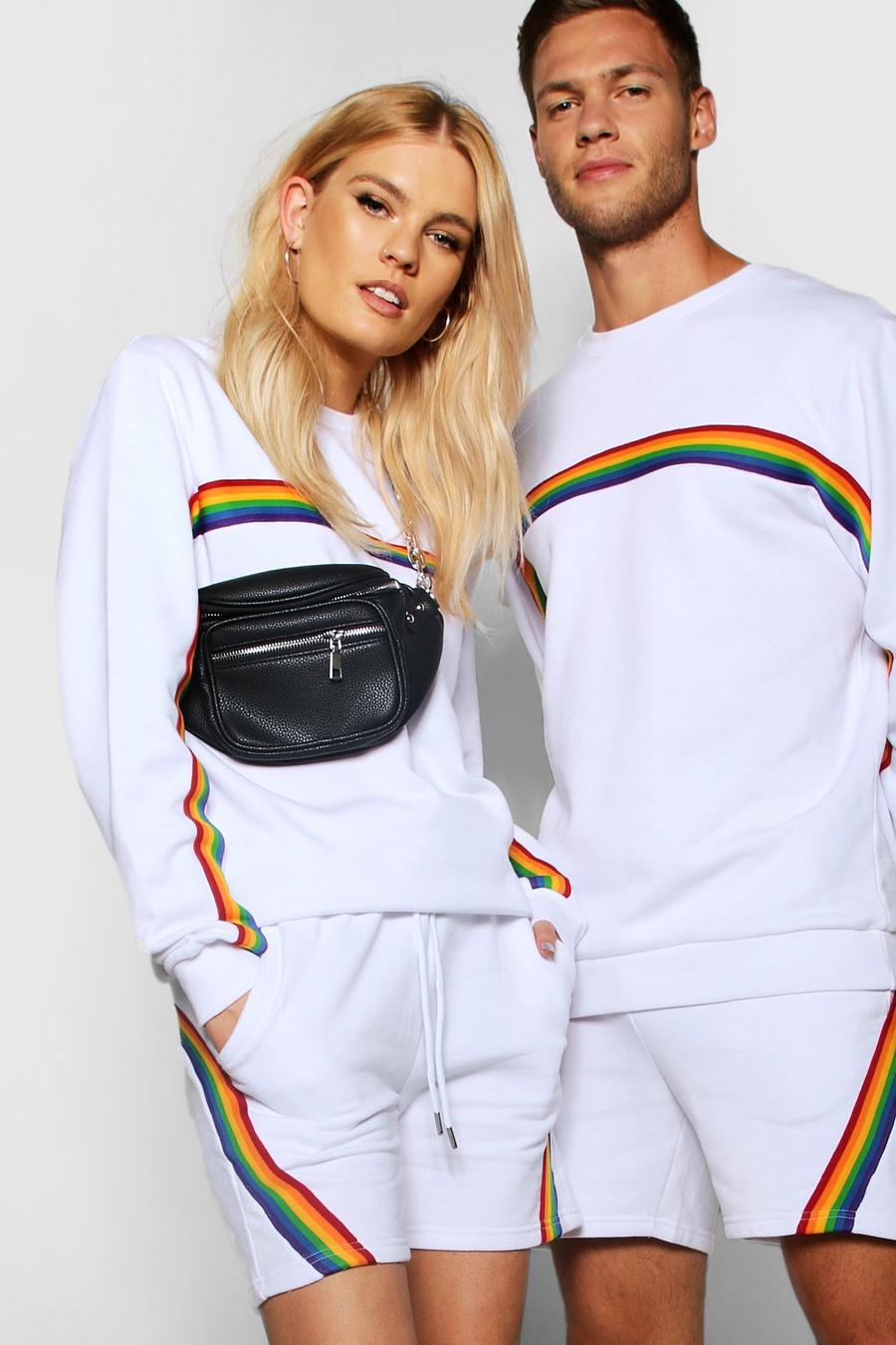 White Pride Rainbow Tape Co-Ord in Loose Fit image number 1