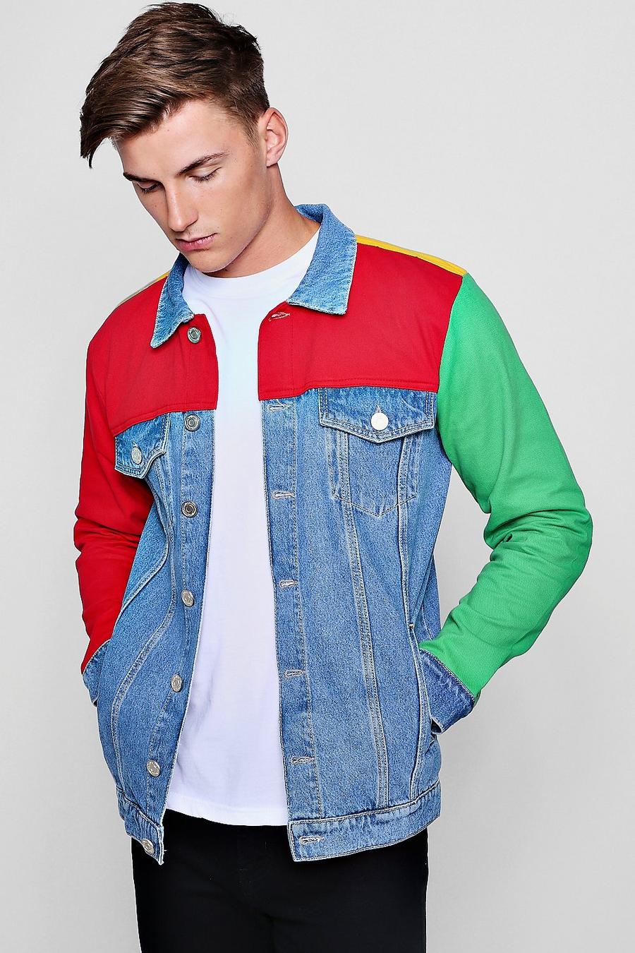 Mid blue Colour Block Denim Jacket image number 1