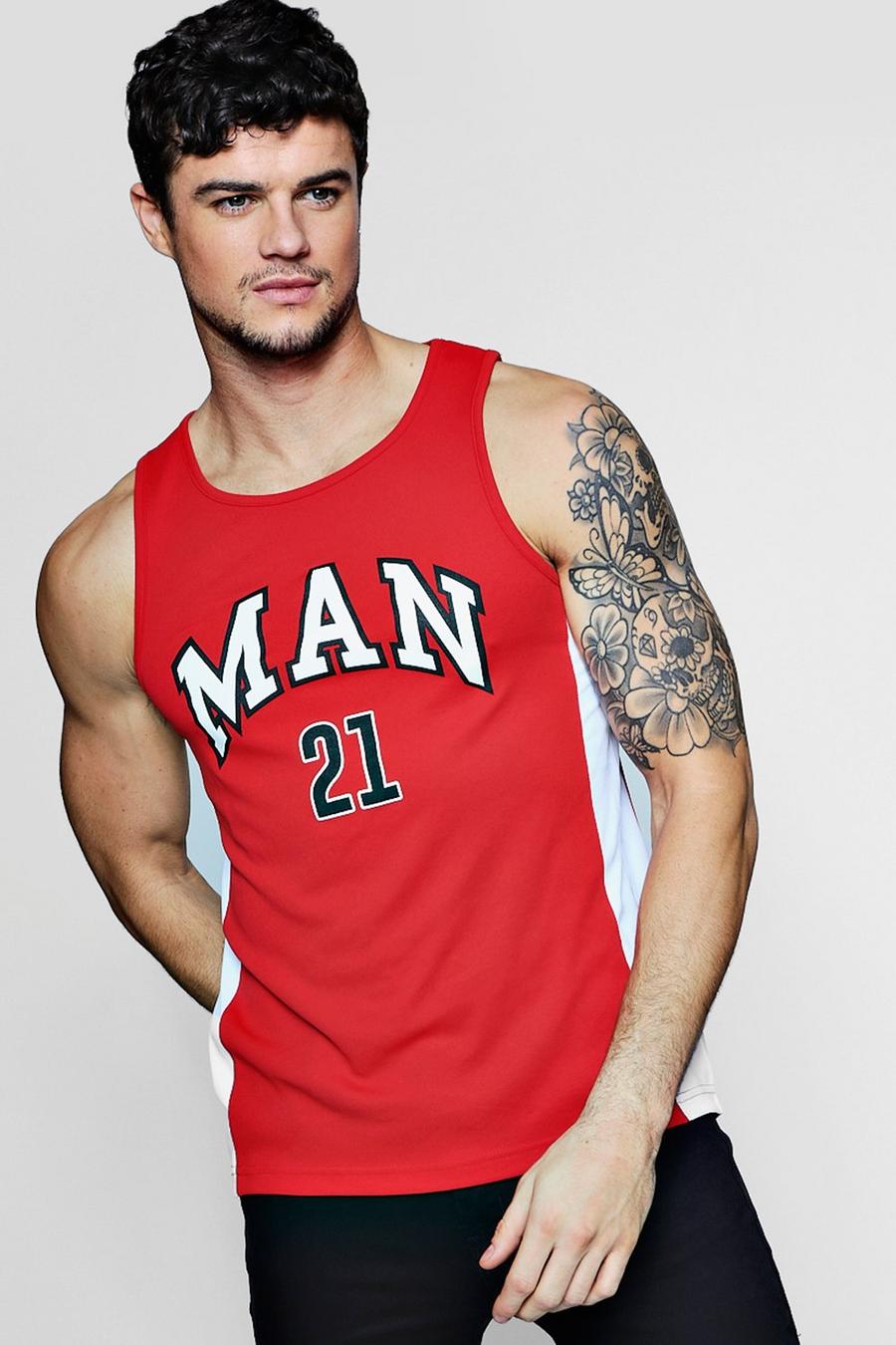 Camiseta sin mangas de baloncesto "MAN", Rojo image number 1