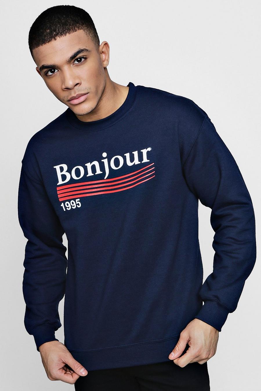 Sweatshirt mit Bonjour-Motiv und Rundhalsausschnitt image number 1