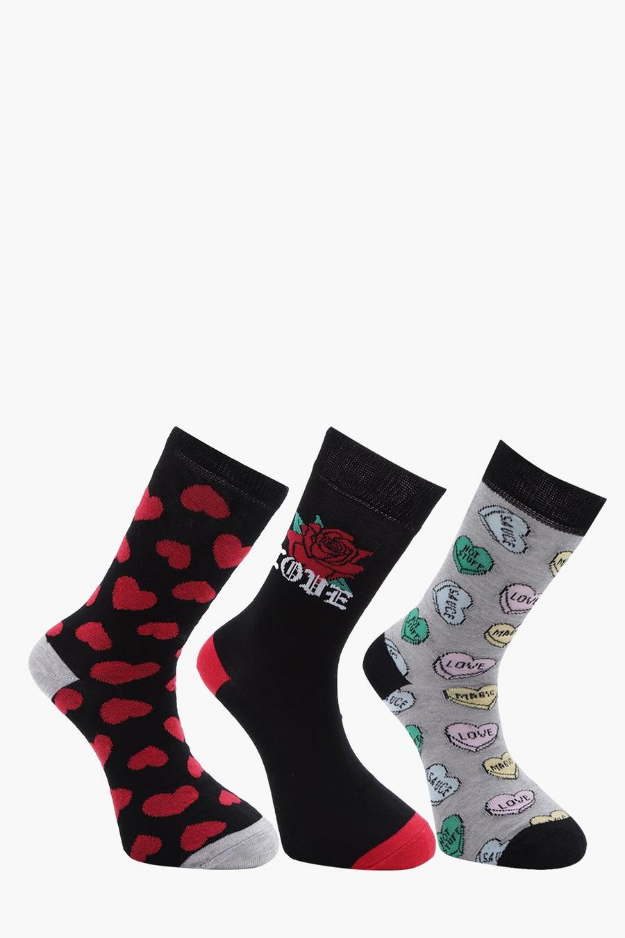 Multi 3 Pack Valentines Socks image number 1
