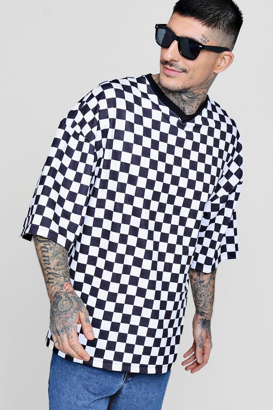 Oversized Checkerboard T-Shirt With Rib image number 1