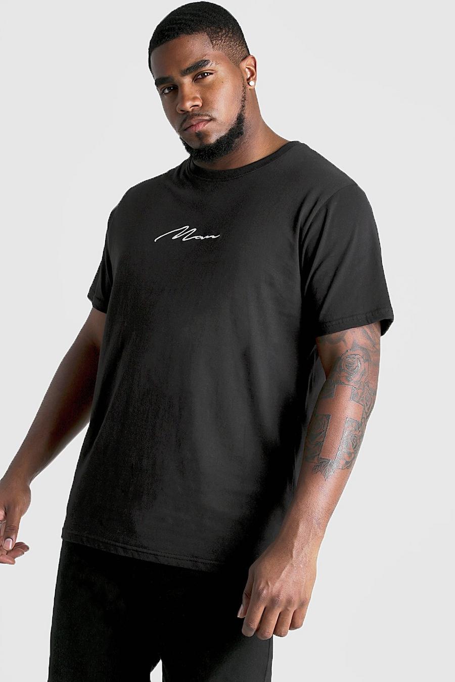Zwart Plus Size Man T-Shirt Met Tekst image number 1