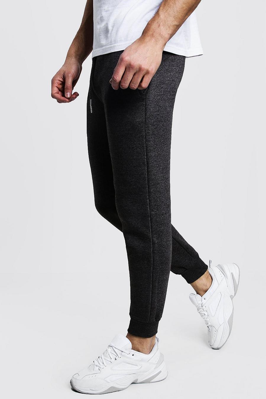Charcoal Slim Fit Fleece Track Pants image number 1