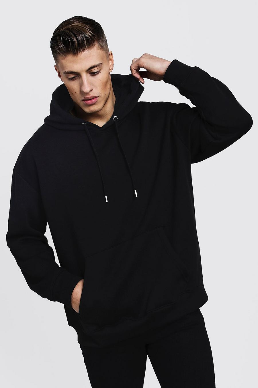 sweatshirt à capuche surdimensionné à enfiler, Noir image number 1