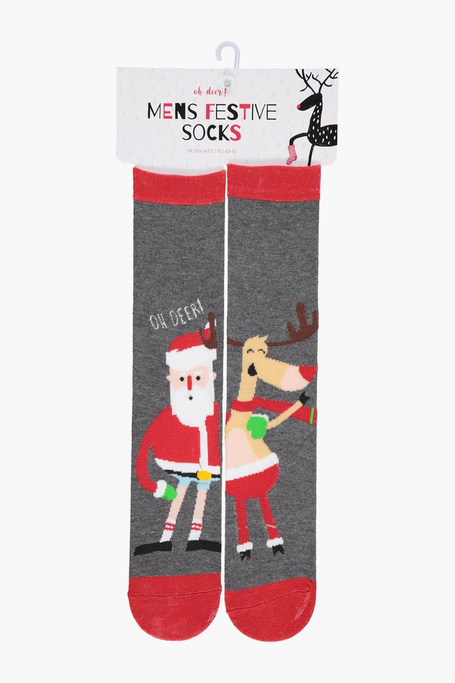 Christmas Santa Socks, Charcoal image number 1