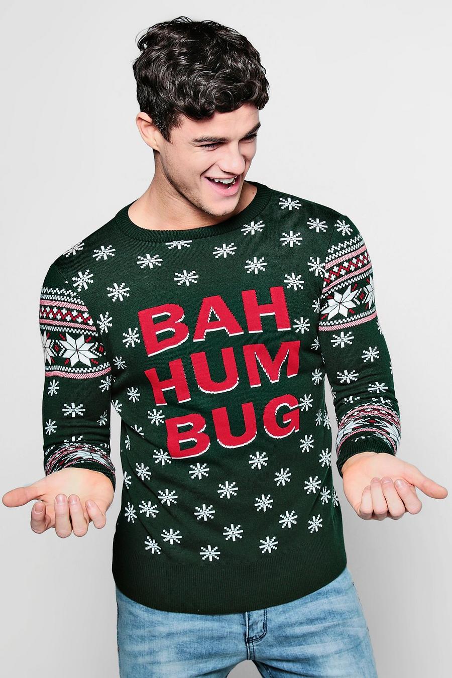 Bah Humbug Fairisle Christmas Jumper, Green image number 1