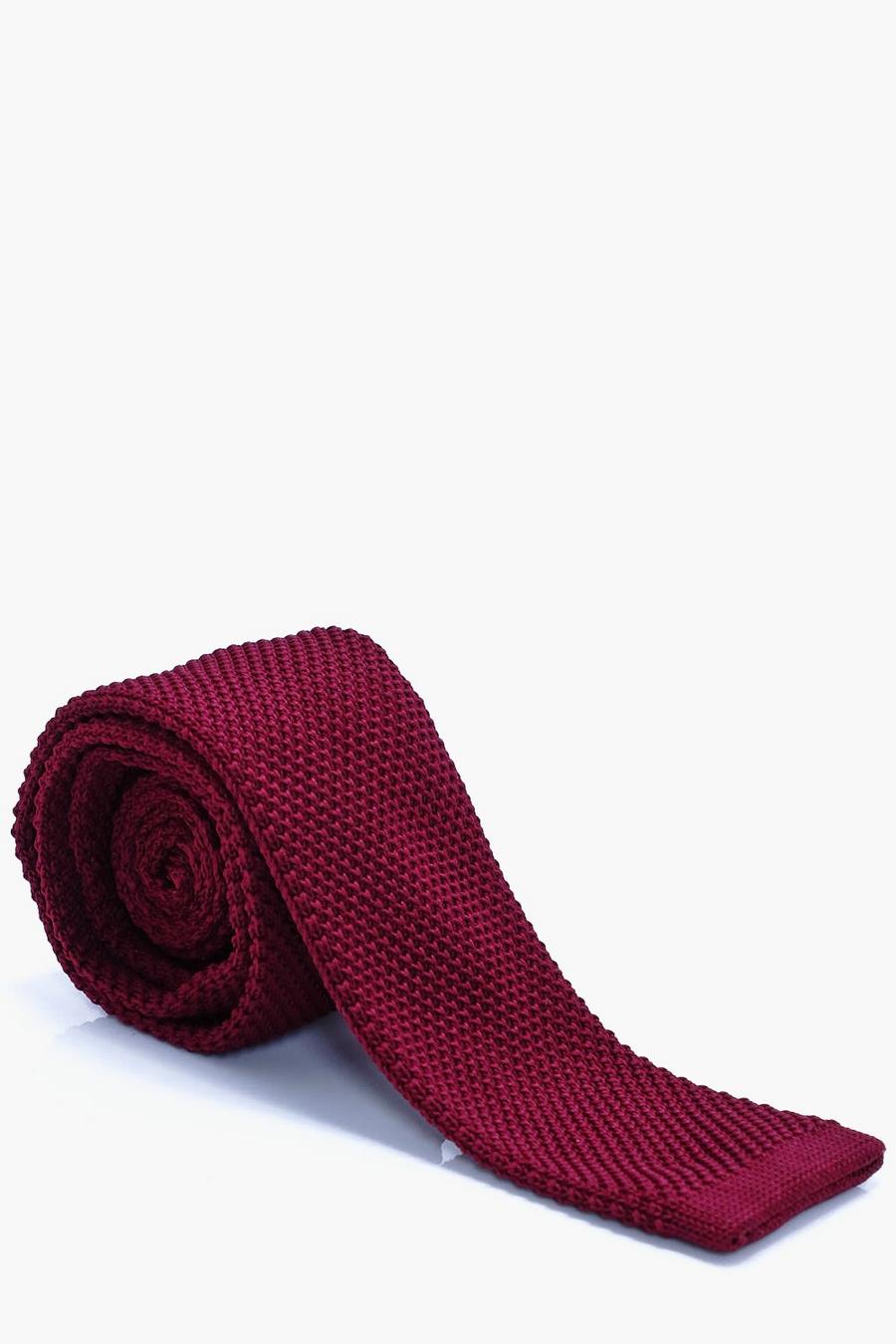 Burgundy Skinny Knitted Tie image number 1
