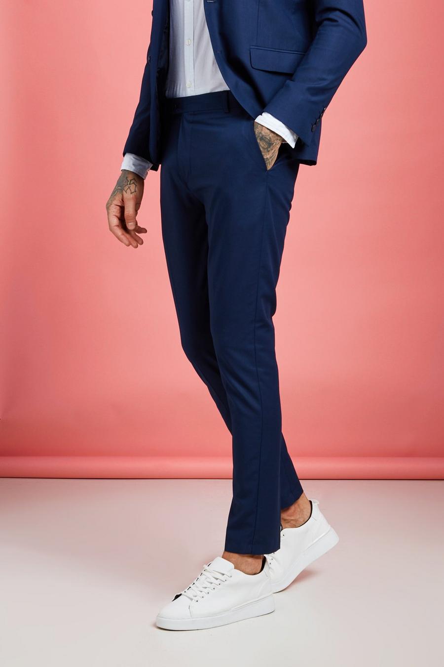 Navy Skinny Fit Suit Trousers image number 1