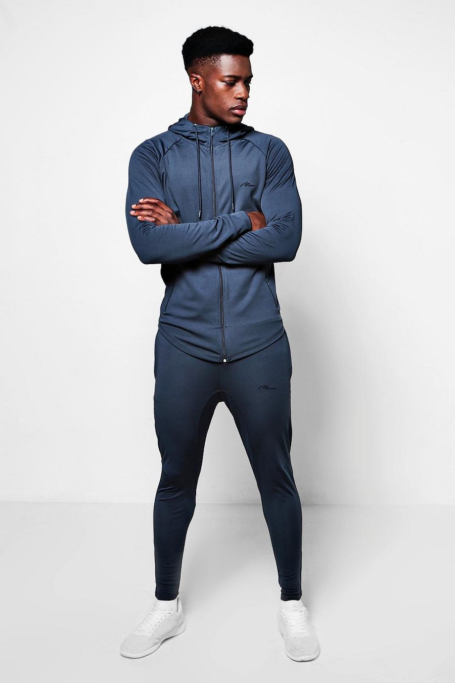 Muscle-Fit MAN Poly Trainingsanzug, Metallisches blaugrau image number 1