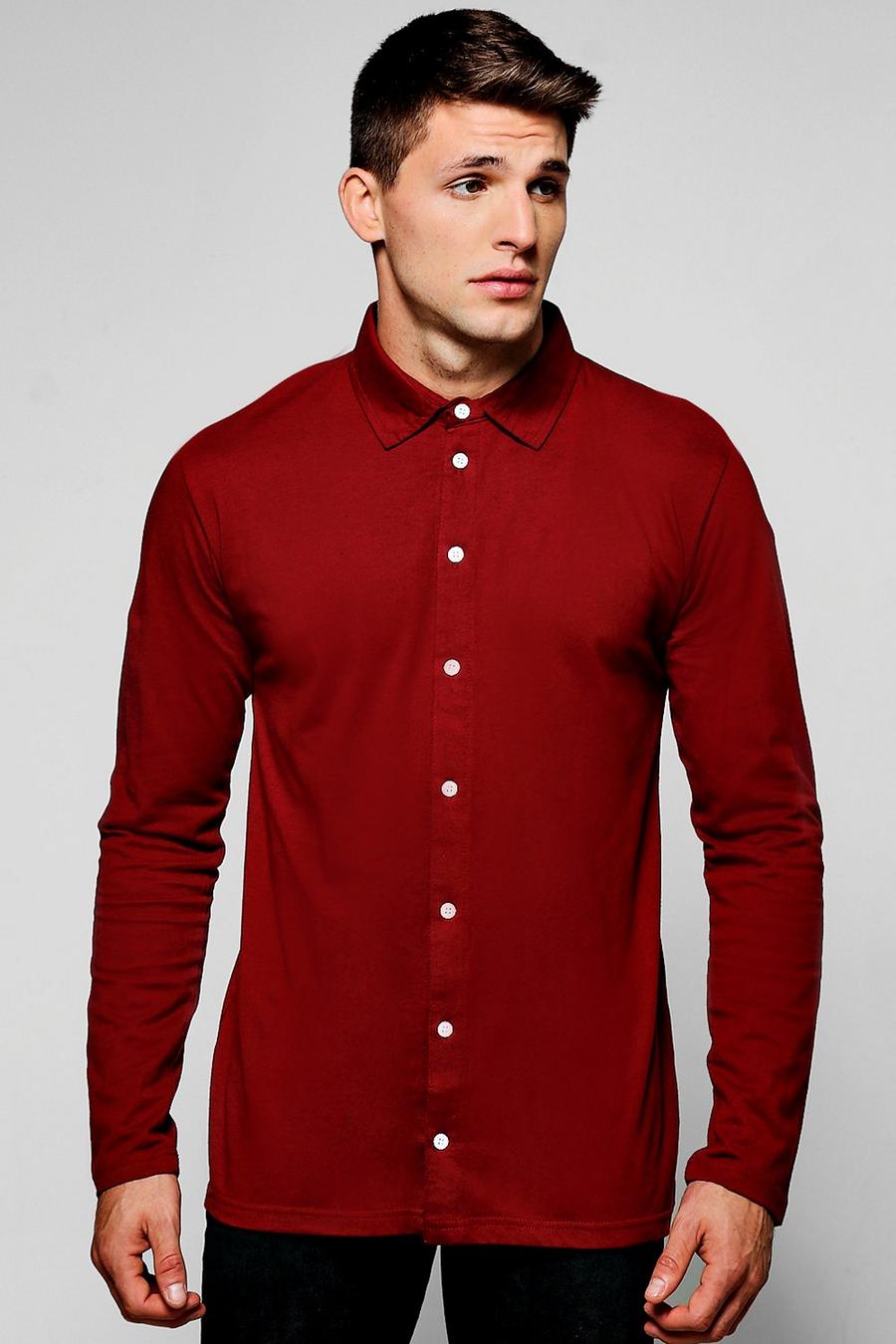Burgundy Long Sleeve Jersey Shirt image number 1