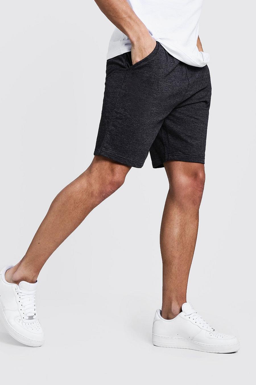 Charcoal Basic Mid Length Jersey Shorts image number 1