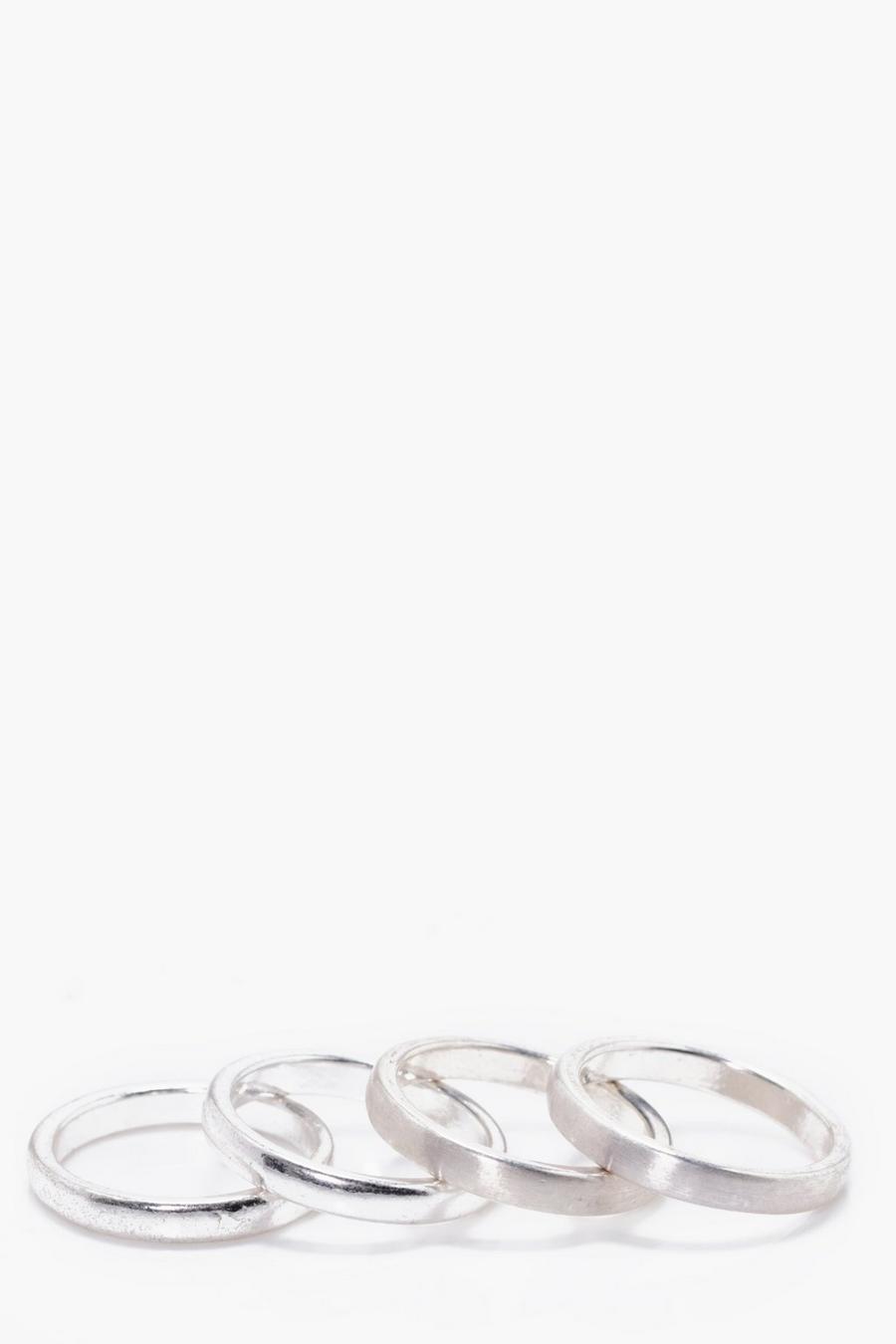4 Pack Silver Rings image number 1
