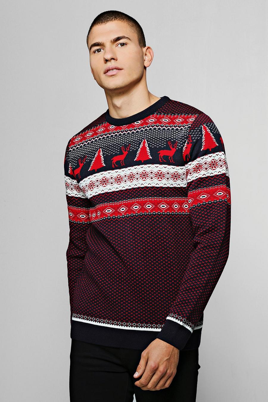 Burgundy Fairisle Christmas Sweater image number 1