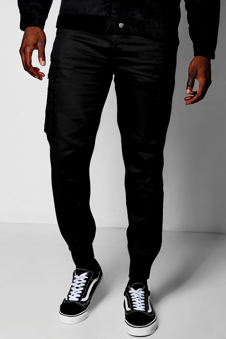 Black Cuffed Cargo Pants image number 1