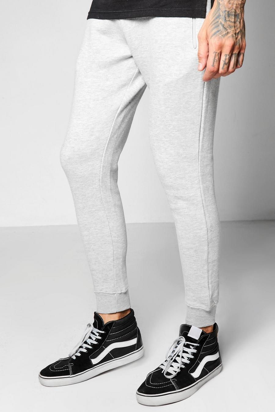 Grey Skinny Fit Joggers With Zip Pockets image number 1