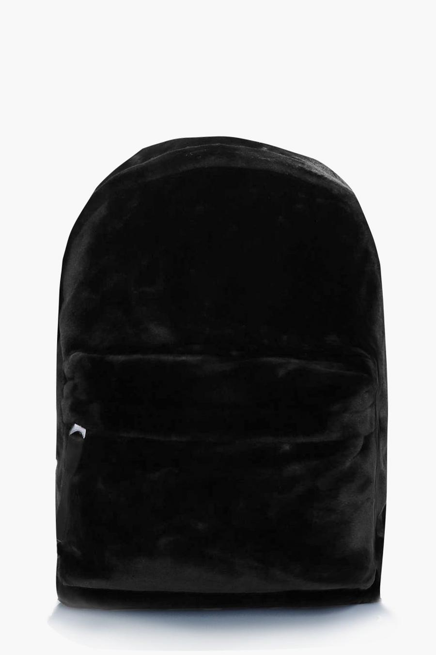 Black Faux Fur Backpack image number 1
