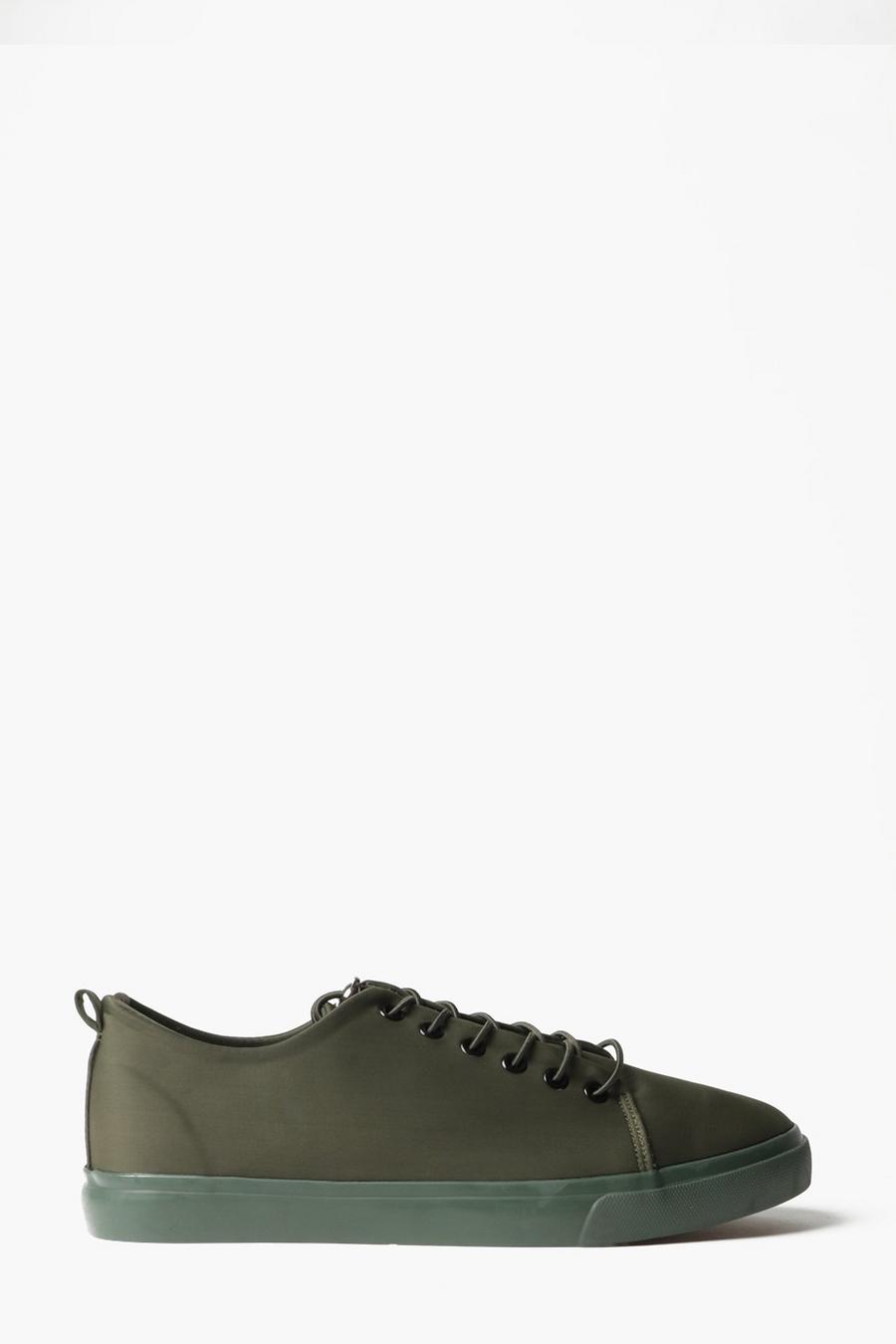 Khaki Lace Up Trainers with Toggle Fastening image number 1