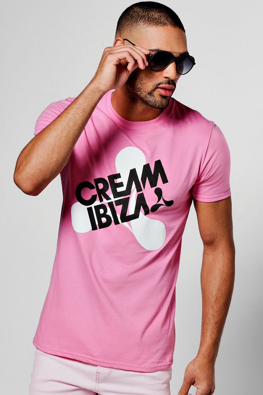 Cremefarbenes T-Shirt mit „Ibiza“-Print, Rosa image number 1