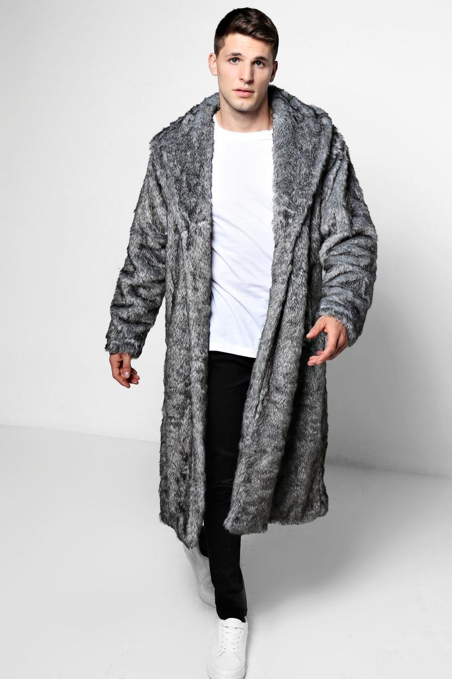 Grey Faux Fur Overcoat image number 1
