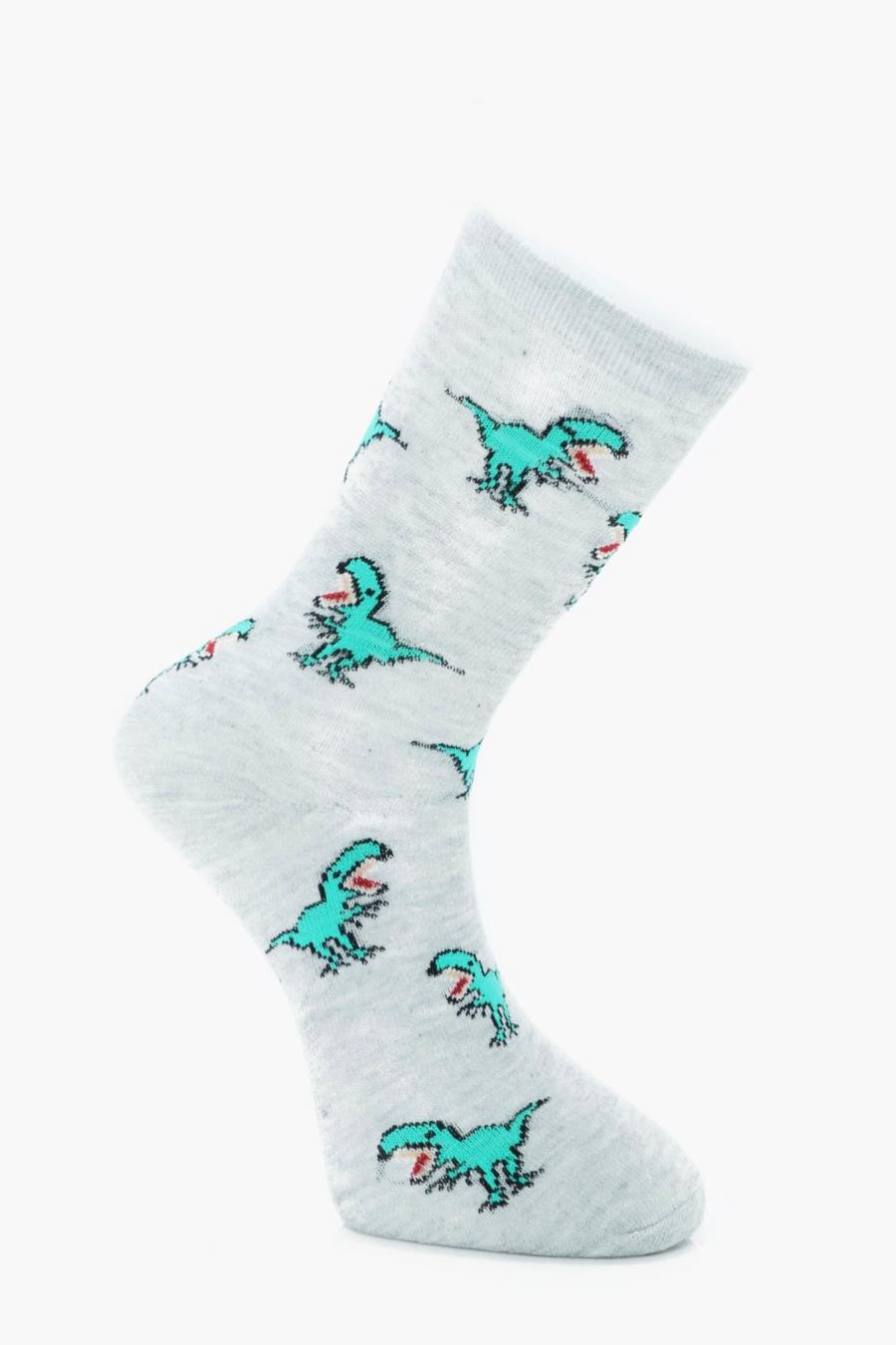 Grey Dinosaur Socks image number 1