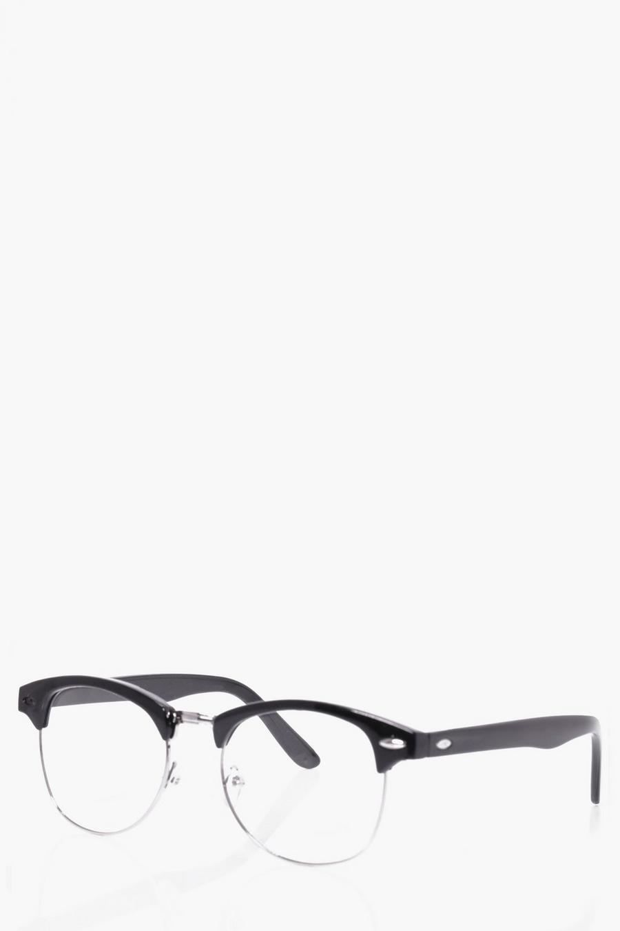 Black Clear Lens Clubmaster Glasses image number 1