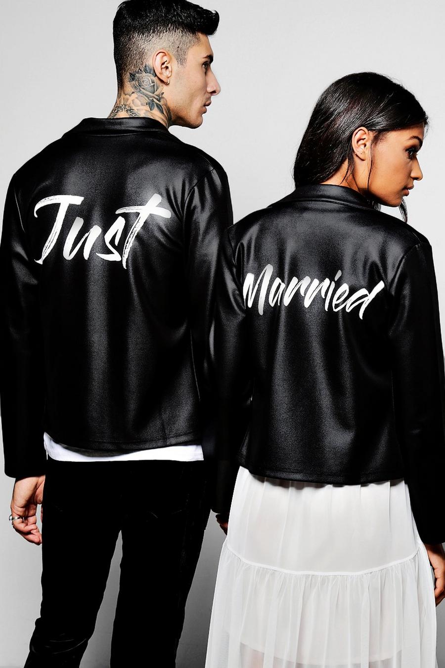 Black Just Married His/Hers Biker Jacket (His Only) image number 1