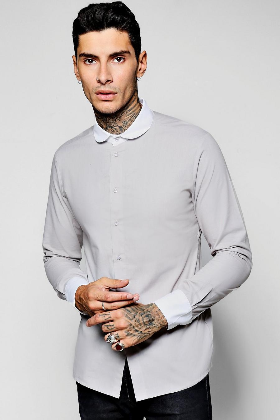 Long Sleeve Contrast Penny Collar Shirt image number 1