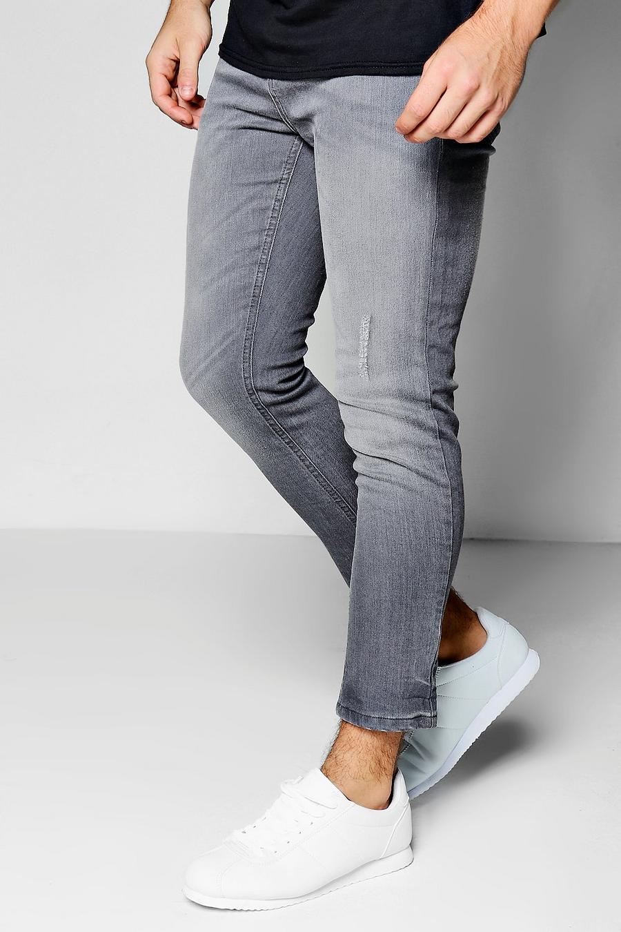 Charcoal Skinny Fit Stretch Cropped Jeans image number 1