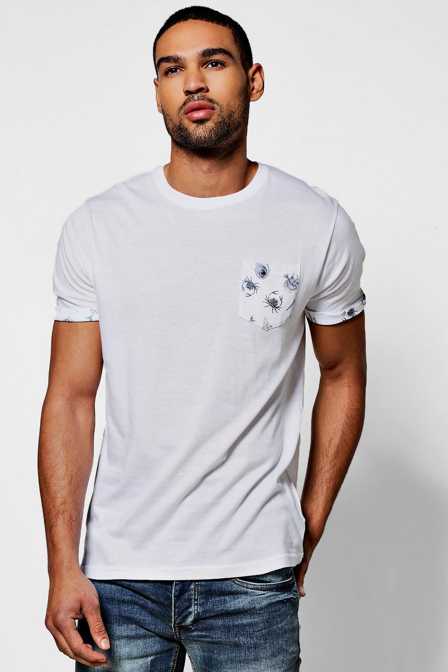 White Pocket Print T shirt image number 1