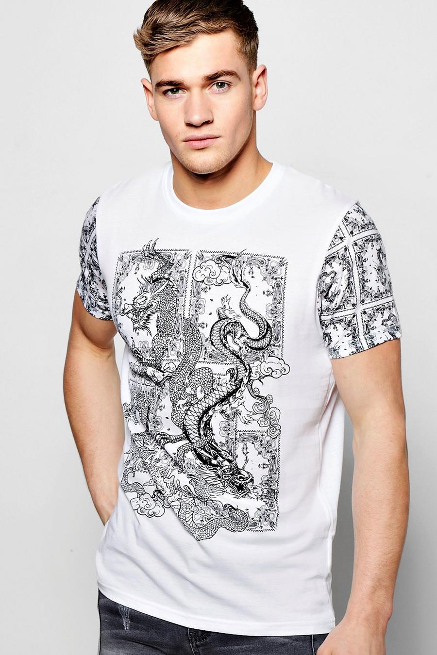White Dragon Print T Shirt image number 1