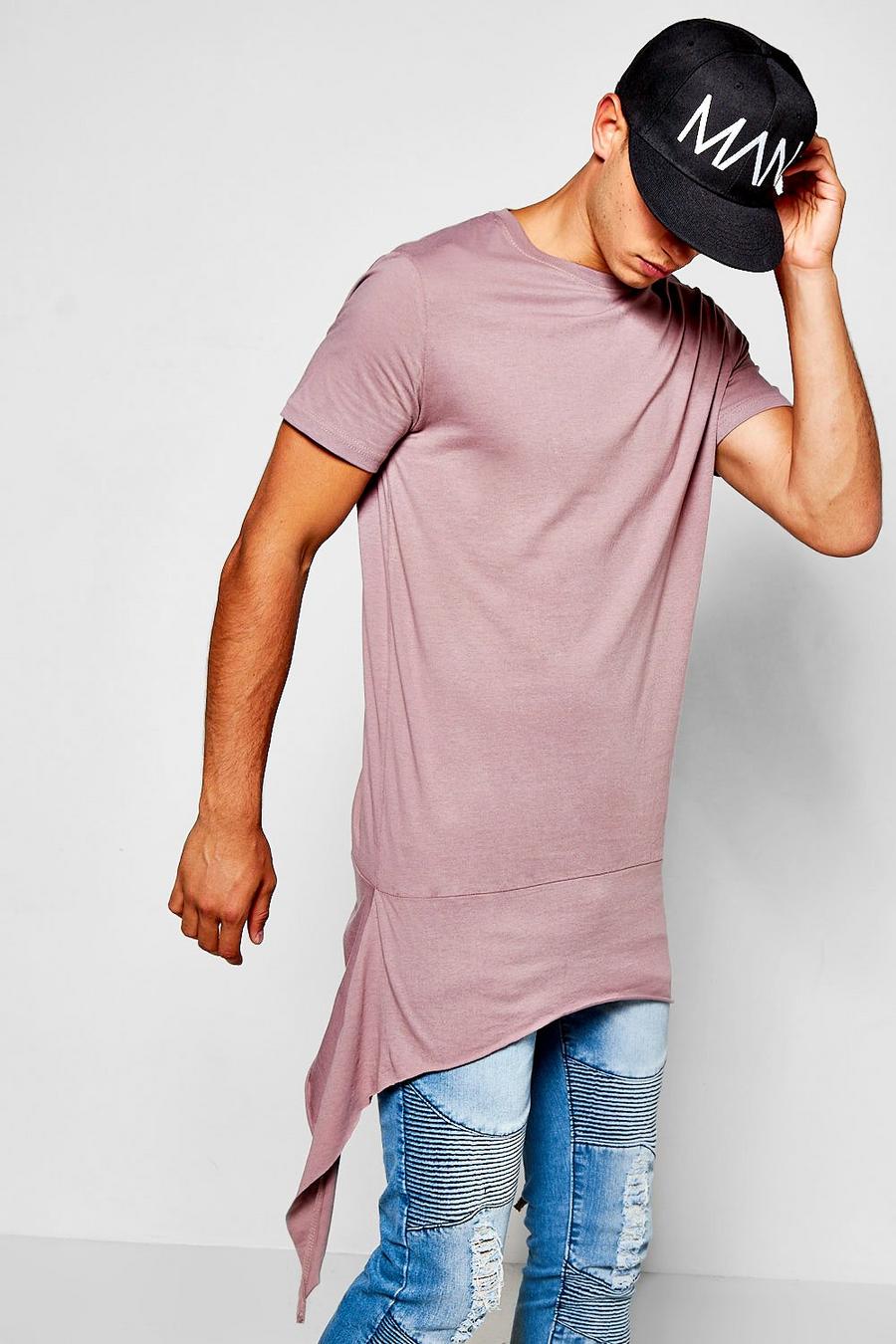 T-shirt lunga con fondo asimmetrico e spacco, Marrone image number 1
