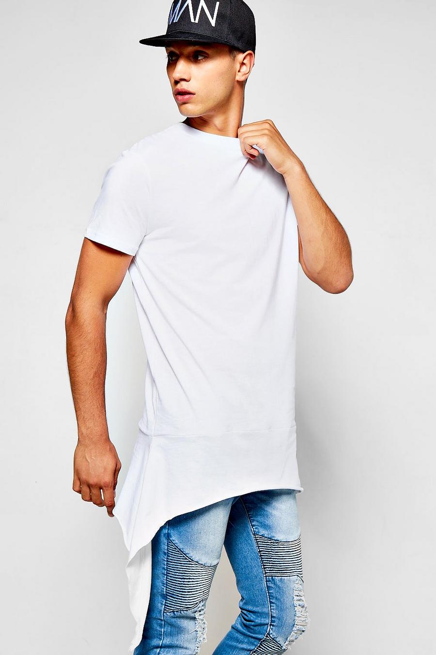 White Longline T-Shirt With Split Dip Hem image number 1