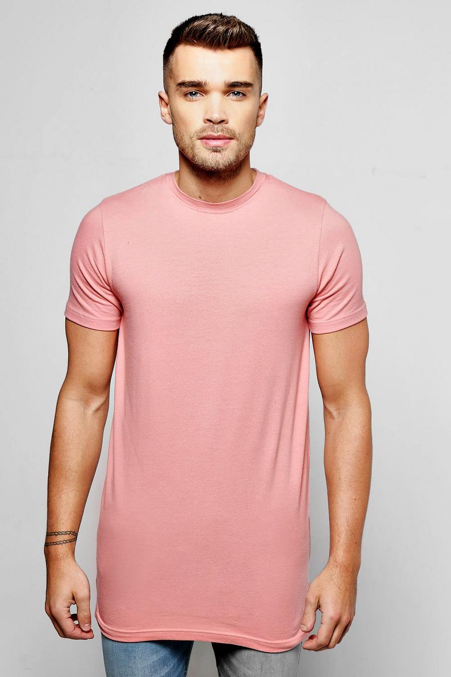 Pink Longline Muscle T Shirt With Side Zip image number 1