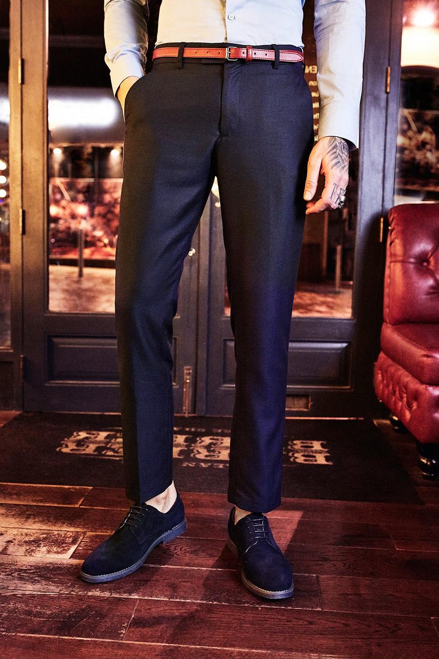 Navy Skinny Fit Tuxedo Pants image number 1