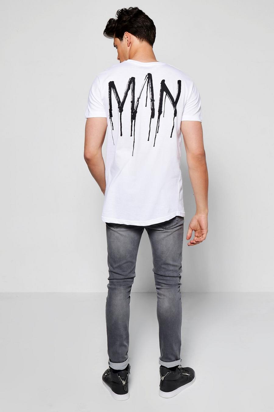 White Longline Curved Hem MAN T Shirt image number 1
