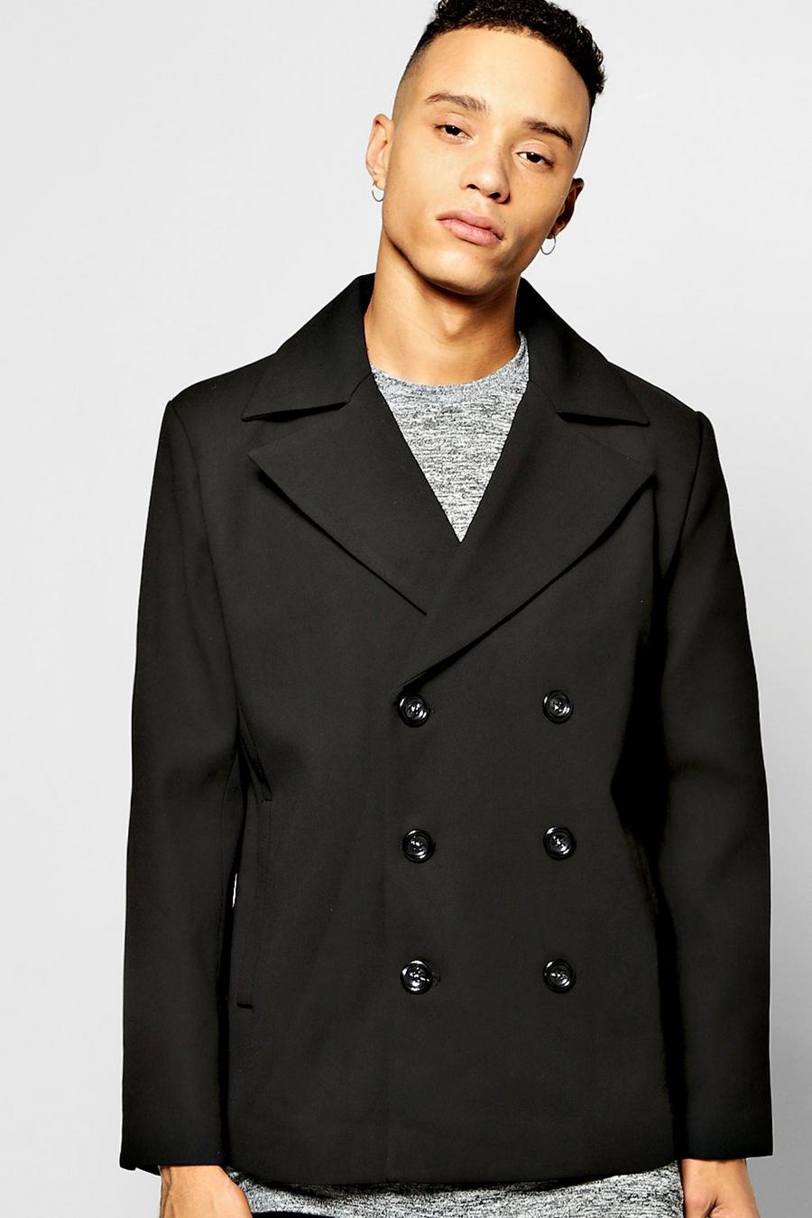 Black Double Breasted Pea Coat image number 1