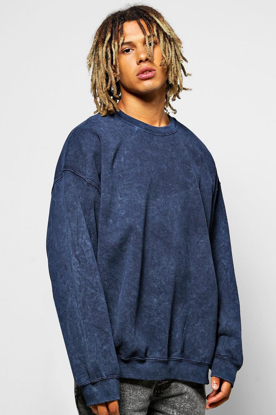 Denim Oversized Acid Wash Sweatshirt image number 1