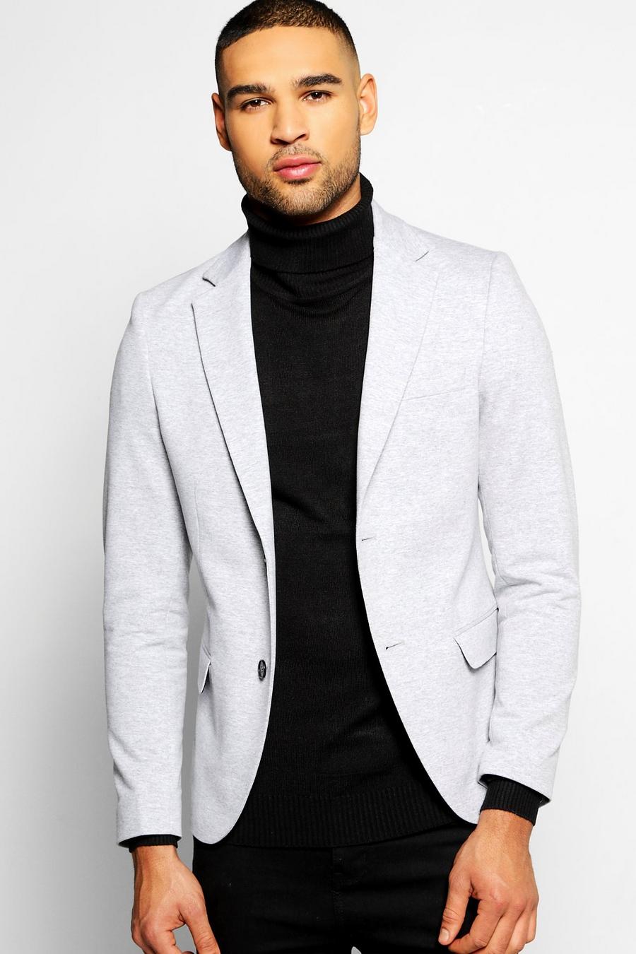 Grey Slim Fit Jersey Blazer image number 1