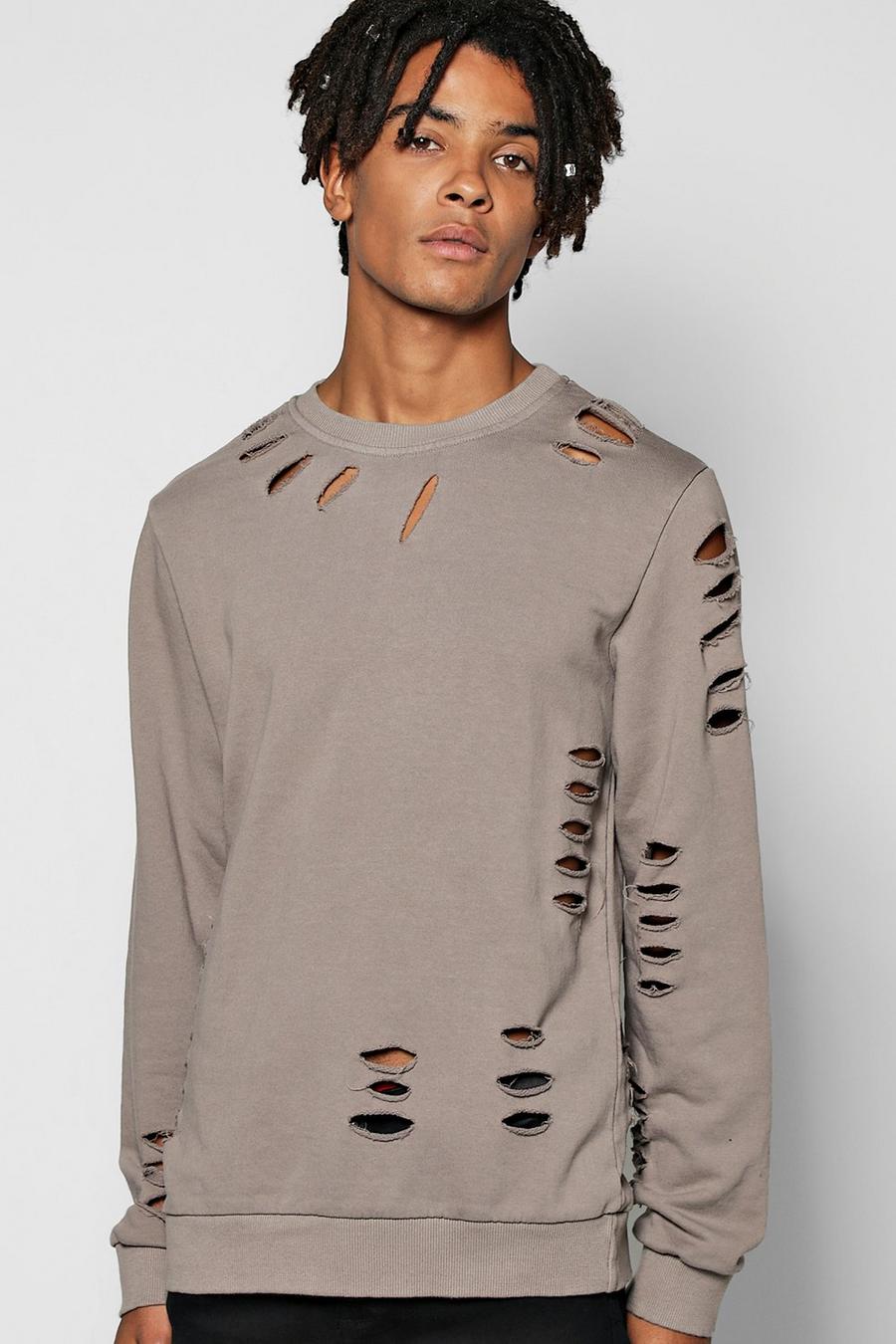 Sand Distressed Sweater image number 1