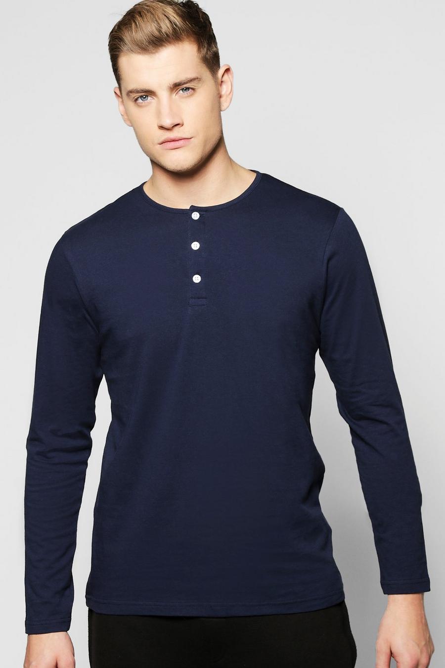 Long Sleeve Henley Lounge Top image number 1