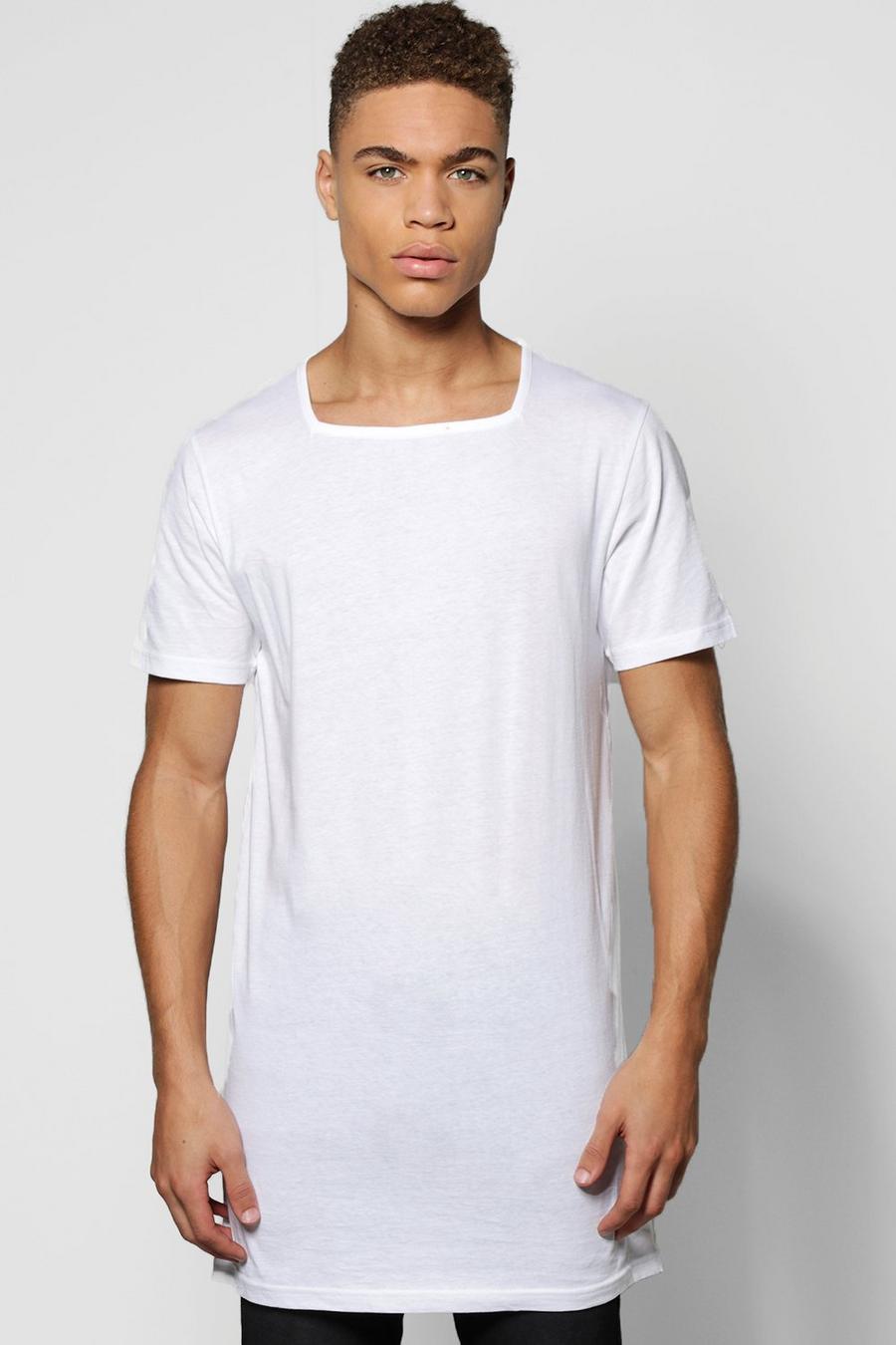 White Longline T-Shirt With Square Neck image number 1