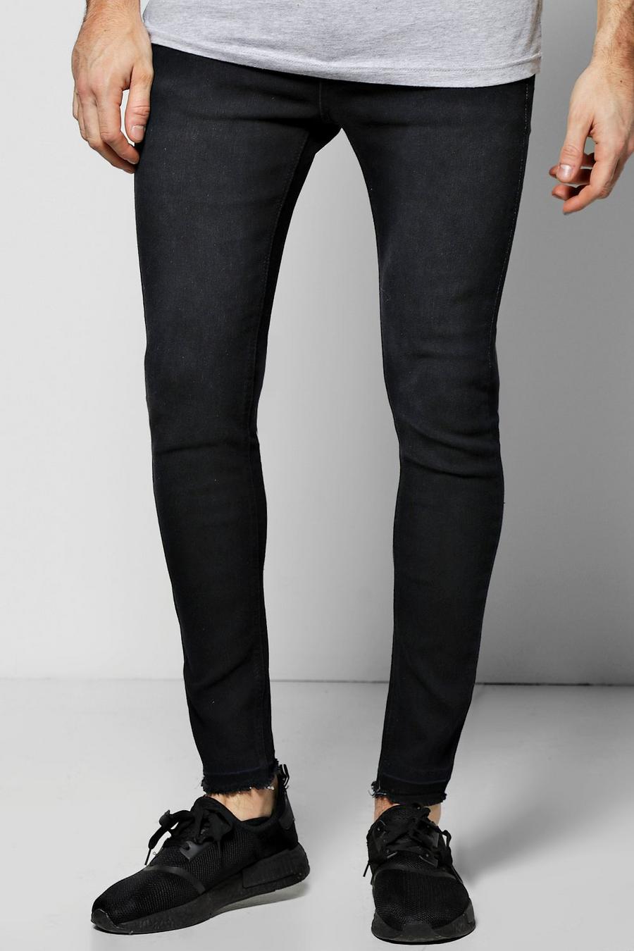 Charcoal Super Skinny Fit Jeans With Raw Hem image number 1