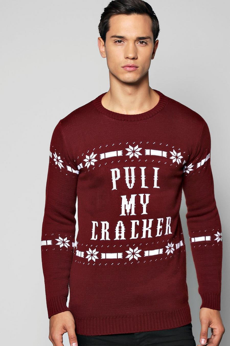 Wine Pull My Cracker Christmas Jumper image number 1