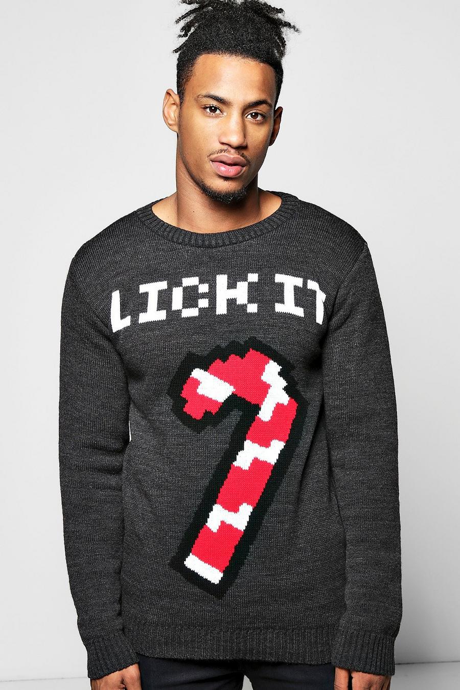 Charcoal Candy Cane Christmas Sweater image number 1