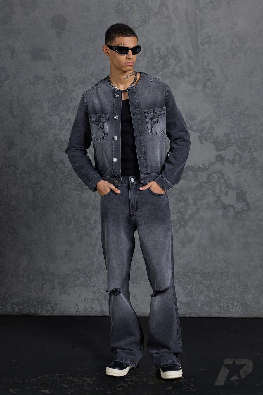 jeans fashion elasticizzati taglio skinny, Nero effetto lavato image number 1